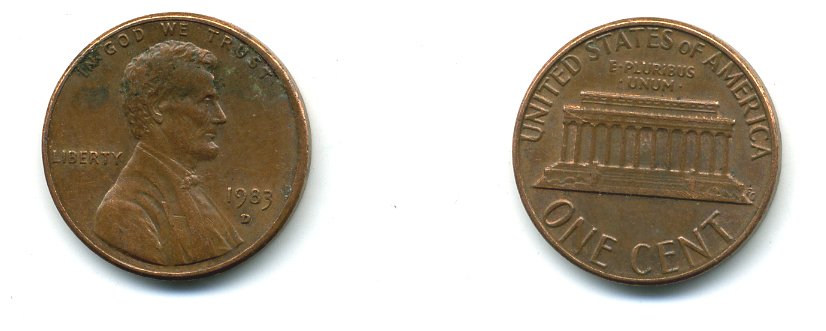 США 1 ЦЕНТ 1983 D, ЛИНКОЛЬН KM 201b цинк плакированный медью 4364-224