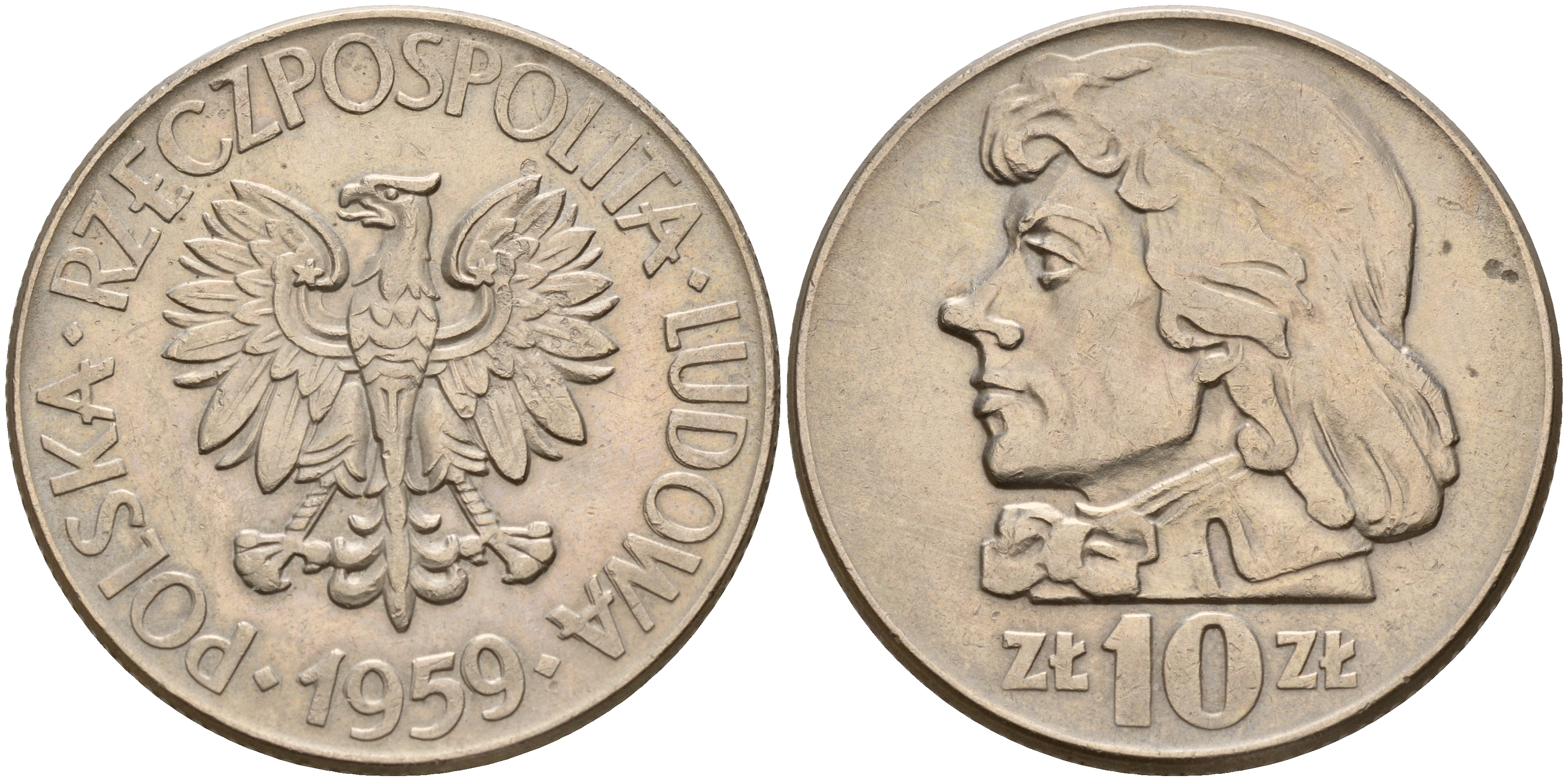 Польша 10 злотых 1959 MW, Тадеуш Костюшко, первый год KM 50 медно-никель    4599-641