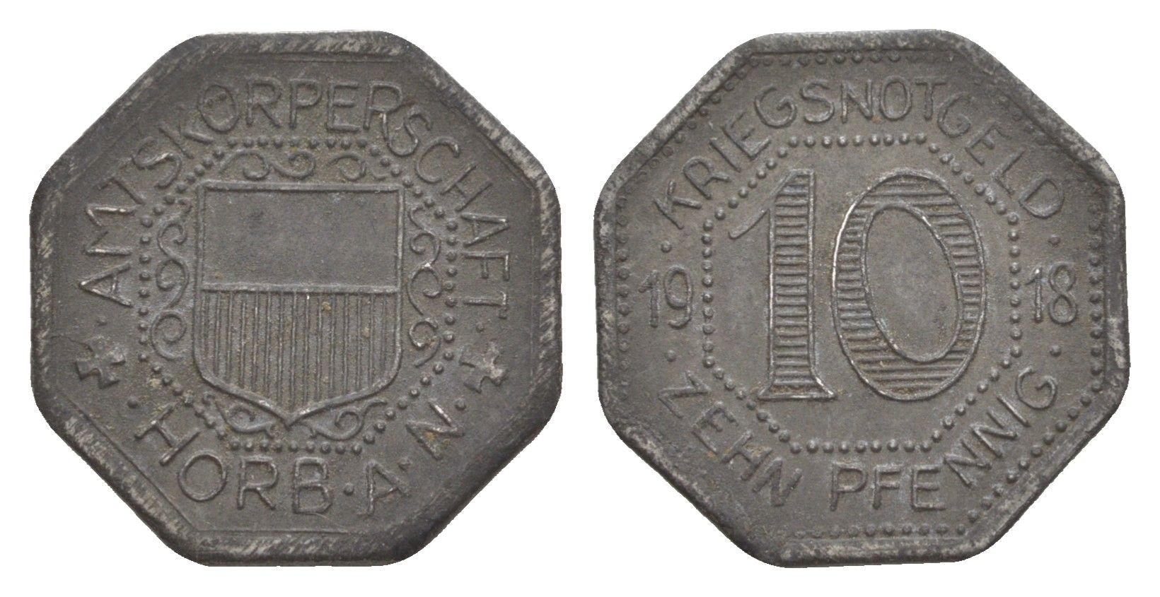 Хорб-на-Неккаре 10 пфеннигов 1918 Funck 222.3A, Men05 11980.3, Men18 15002.3 железо 4636-766