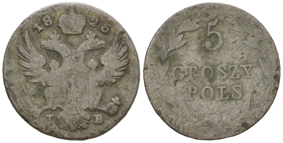 Польша 5 грошей 1826 C 111 серебро 4532-843