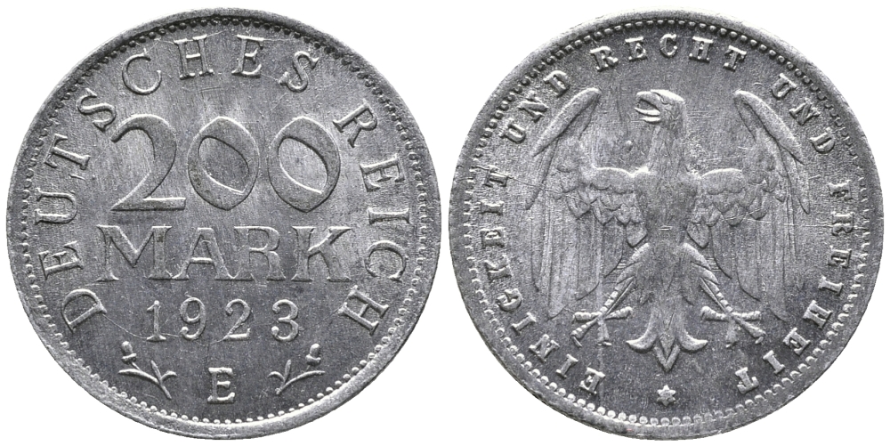 ГЕРМАНИЯ 200 МАРОК 1923 E KM 35, J. 304 алюминий 24-837