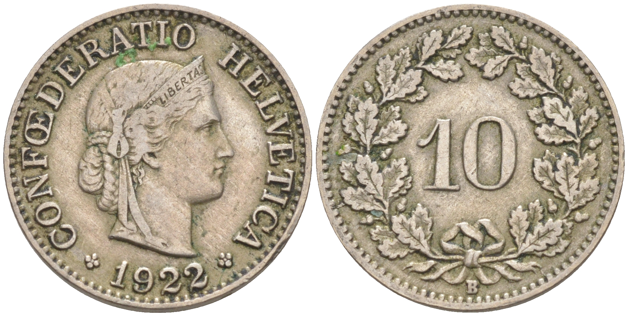 Швейцария 10 раппенов 1922 В KM 27 медно-никель 188-369