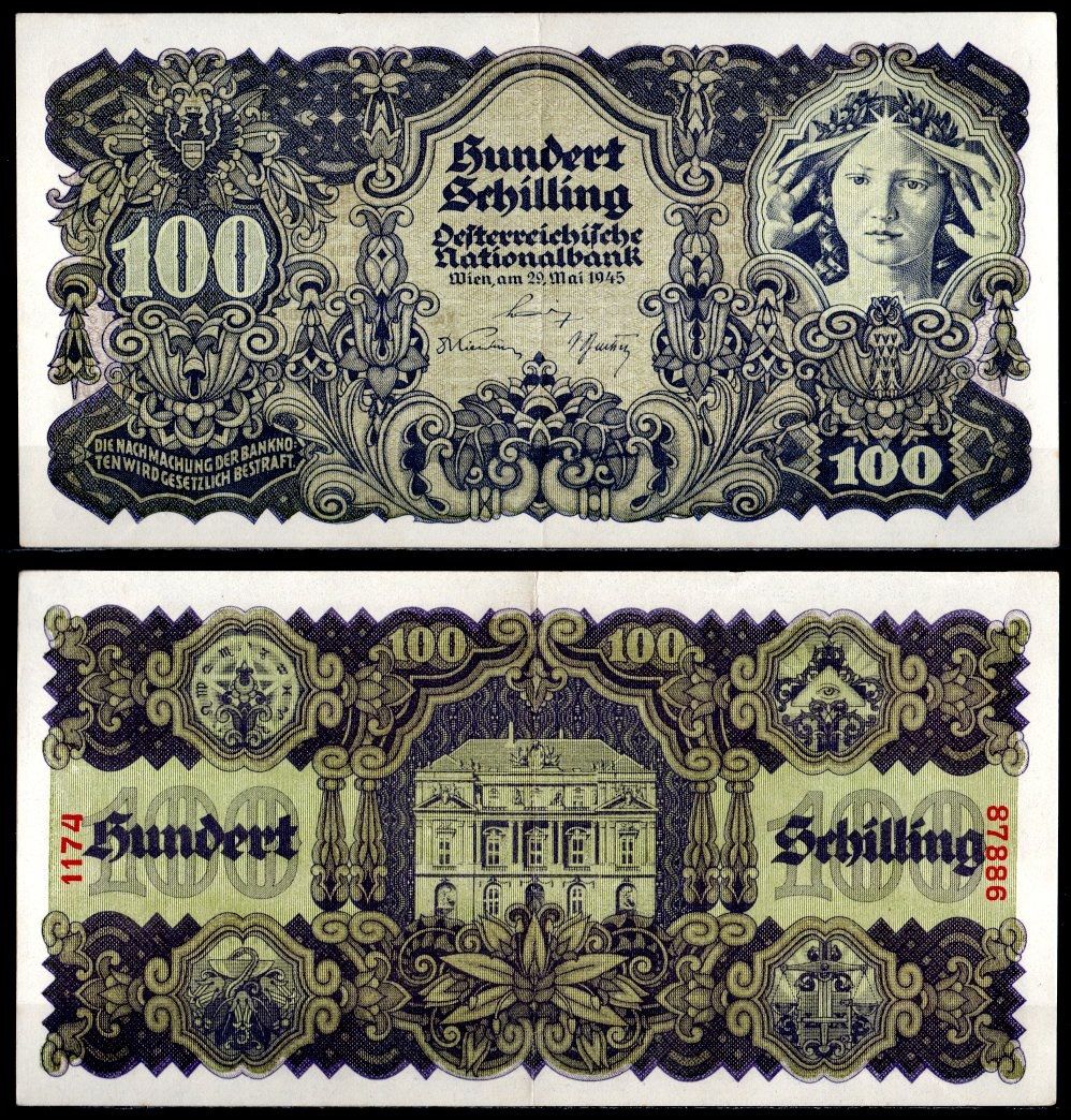 Австрия 100 шиллингов 1945 Pick 118 бумага 451-1084-3