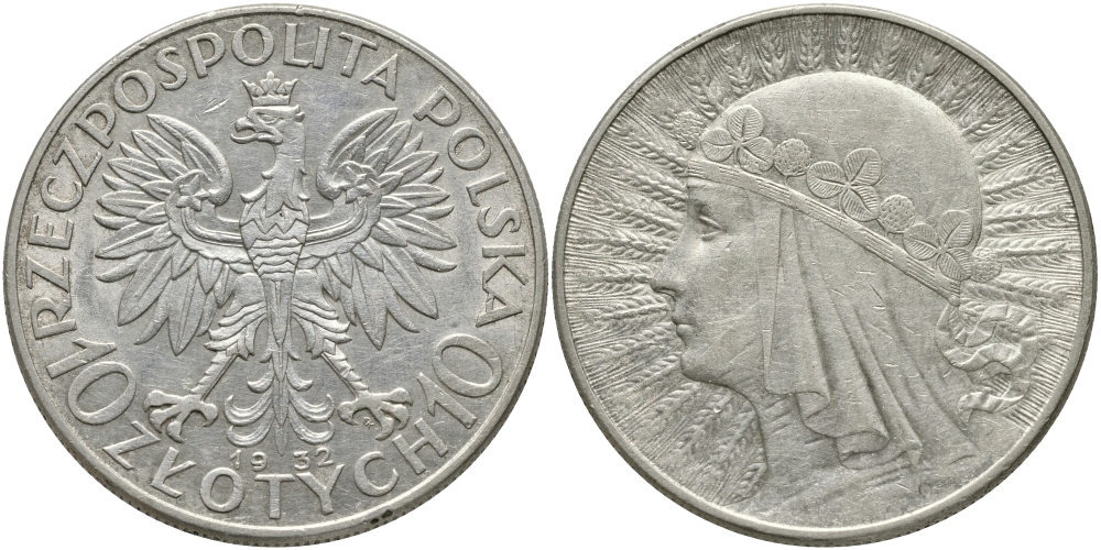 Польша 10 злотых 1932 королева Ядвига, монетный двор Варшава KM 22 серебро 441-1115