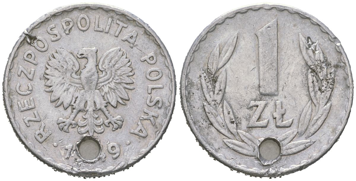 Польша 1 злотый 1949 Y 45a алюминий 94-553