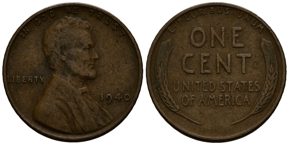 США 1 цент 1940 Линкольн KM 132 бронза 4164-816