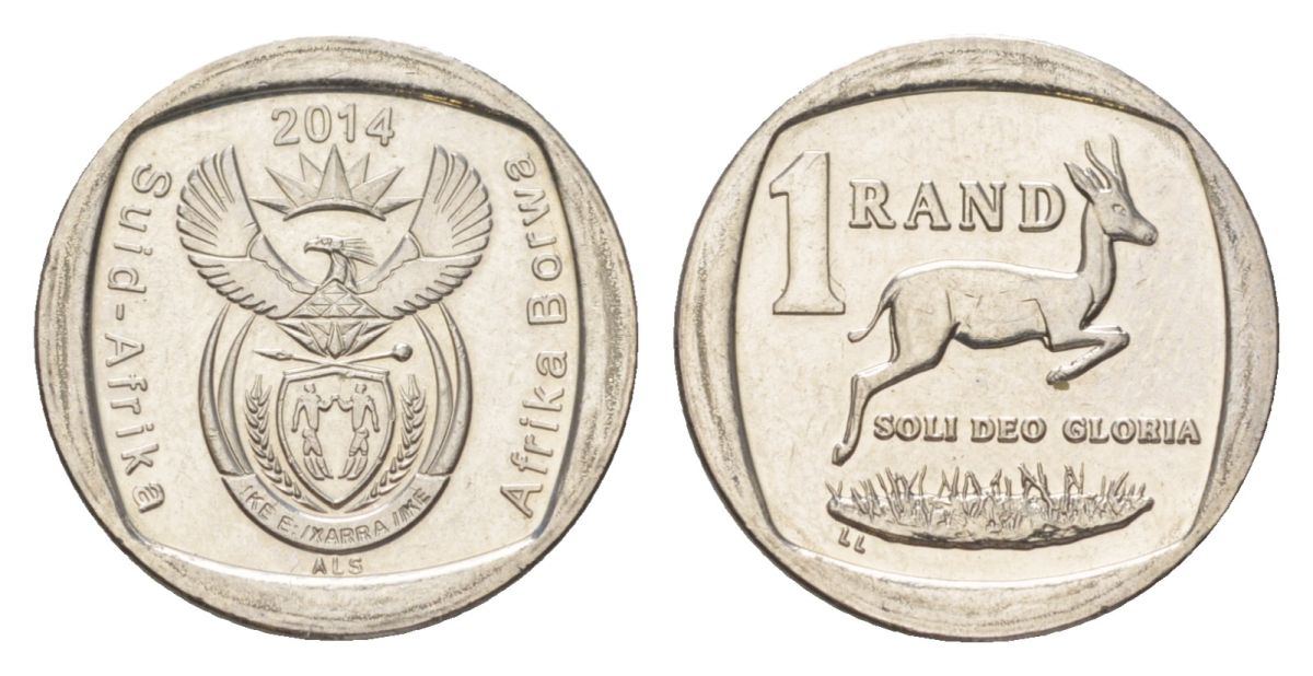 ЮАР 1 ранд 2014 медь плакированная никелем UNC 4627-611