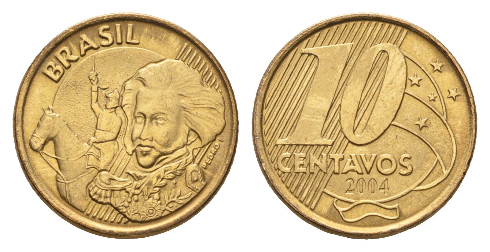 Бразилия 10 сентаво 2004 KM 649 сталь плакированная латунью UNC 4686-732
