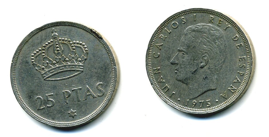 Испания 25 песет 1975 (78) Хуан Карлос I (1975-2014) KM 808 медно-никель 51-4616