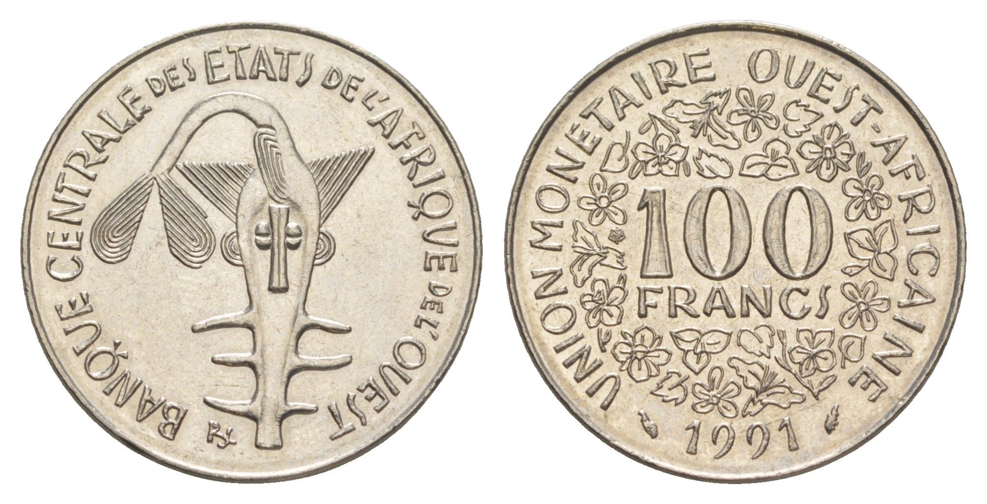 Западная Африка (BCEAO) 100 франков 1991 KM 4 никель UNC 4619-334