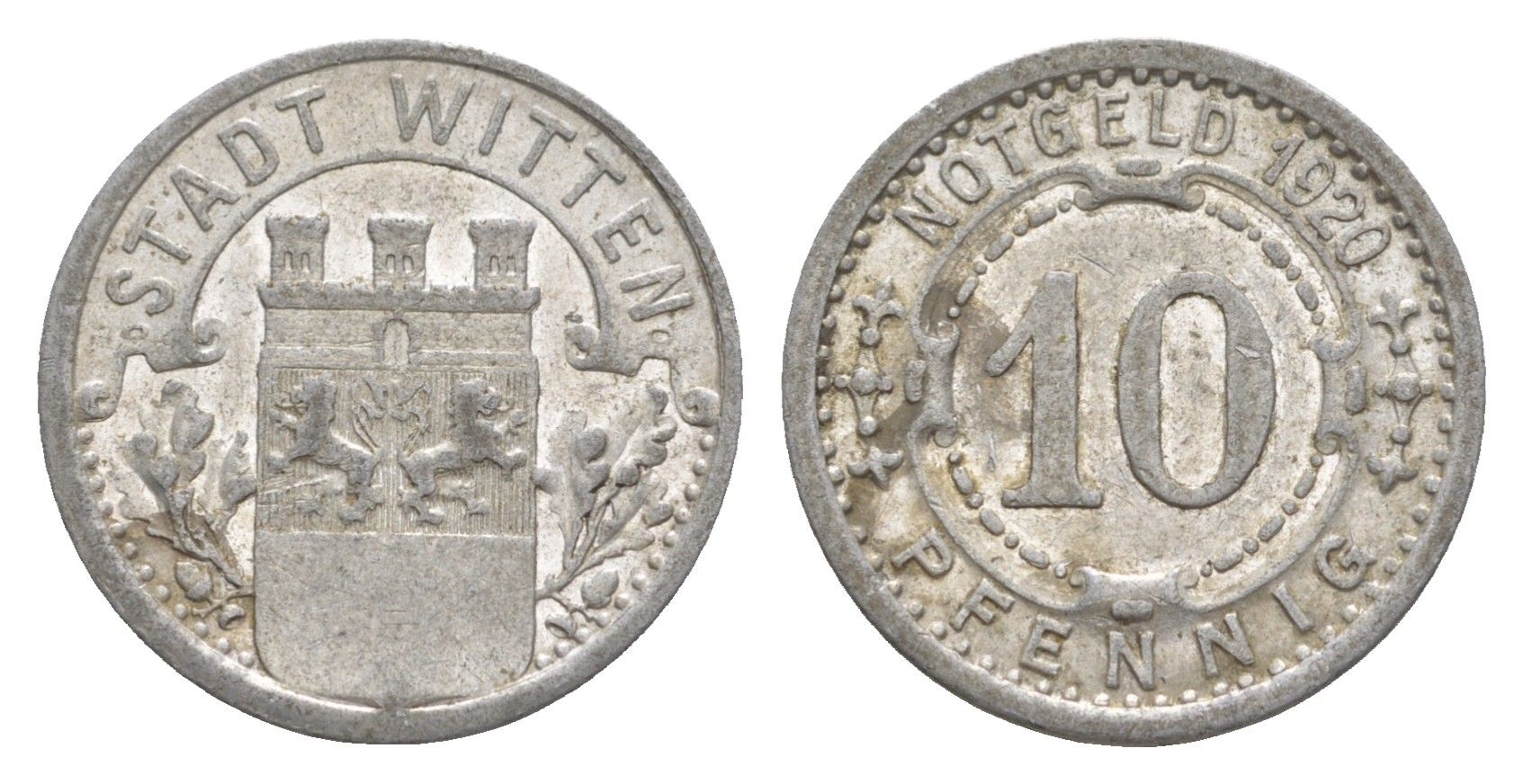 Виттен 10 пфеннигов 1920 Funck 604.8, Men05 27464.19, Men18 34499.19 алюминий 4643-1046