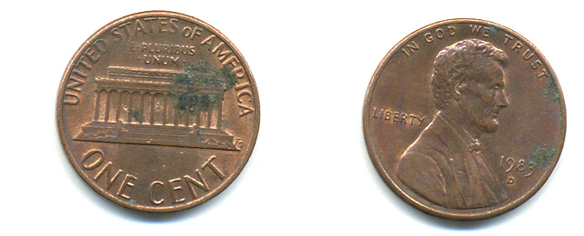 США 1 ЦЕНТ 1983 D, ЛИНКОЛЬН KM 201b цинк плакированный медью 86-141