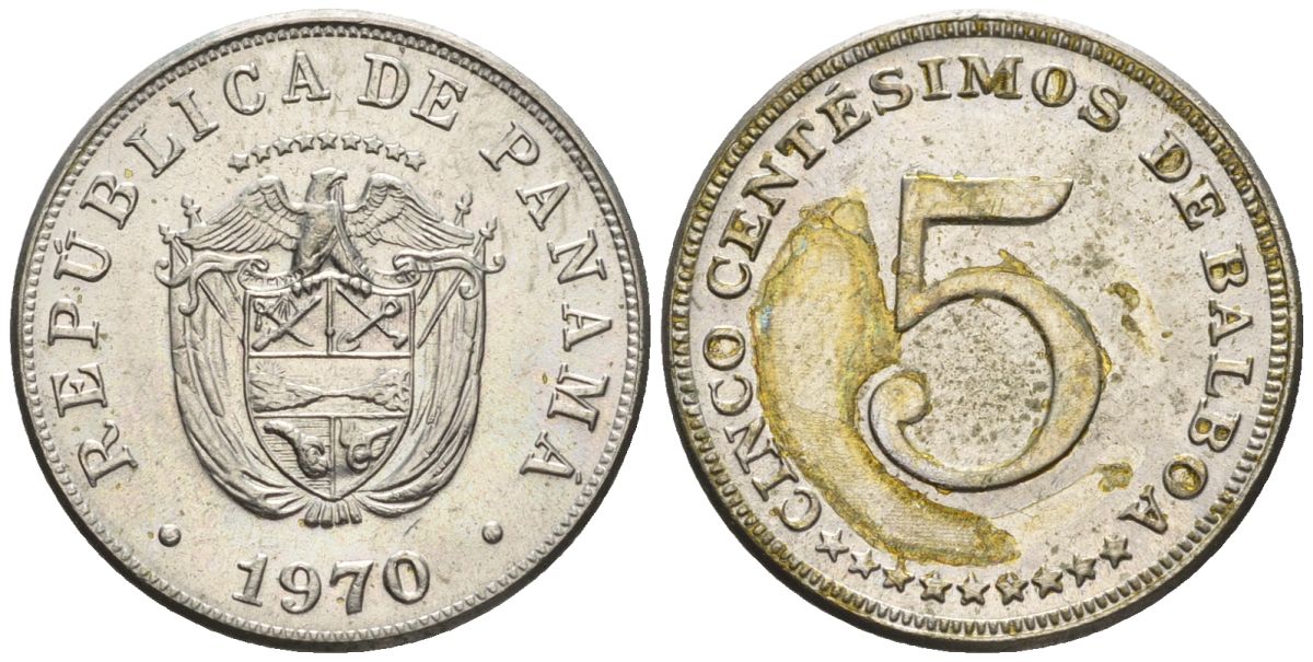 Панама 5 сентесимо 1970  KM 23.2 медно-никель    4610-312