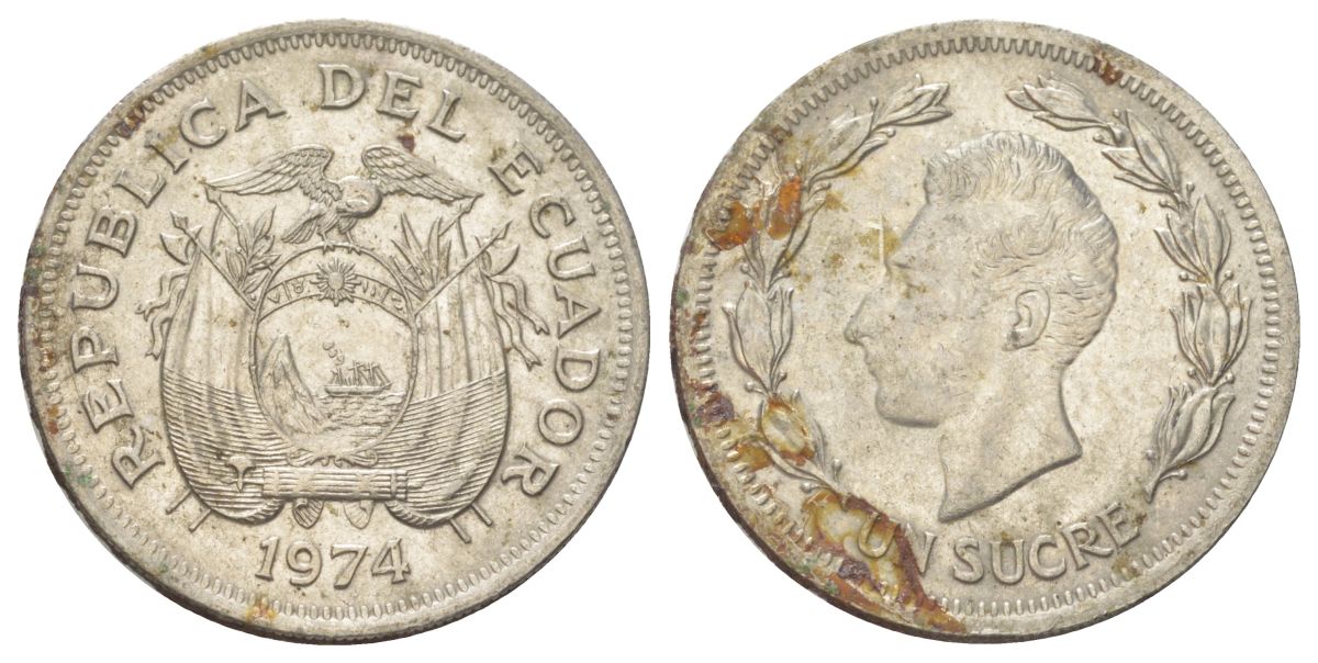Эквадор 1 сукре 1974 KM 83 сталь плакированная никелем 4628-942