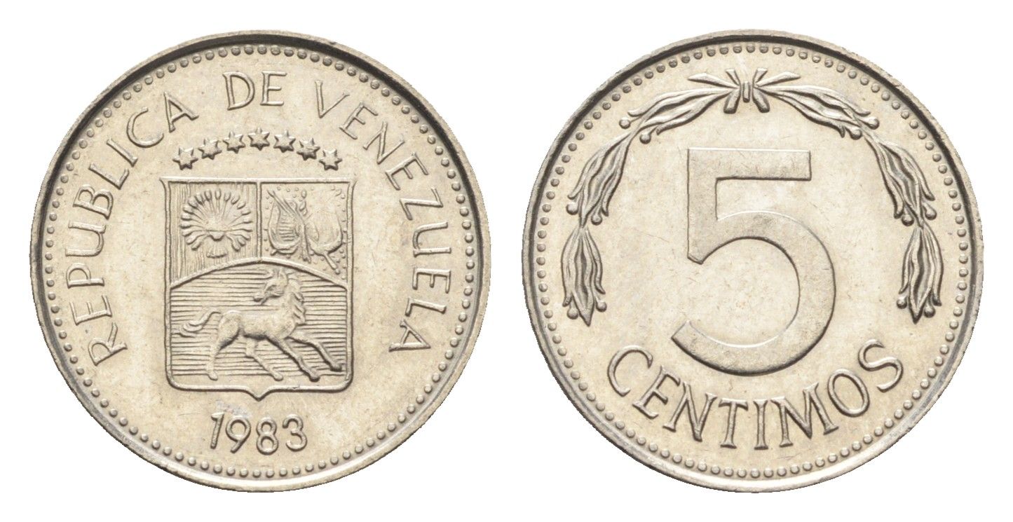 Венесуэла 5 сентимо 1983 Y 49a сталь плакированная никелем aUNC 4664-654