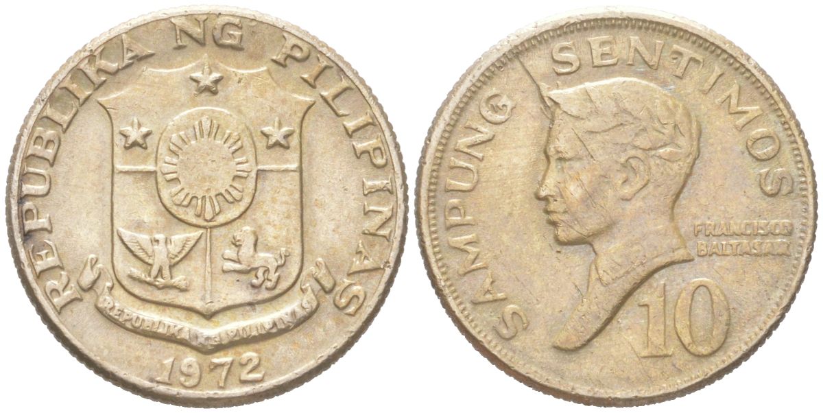 Филиппины 10 сентимо 1972 Франсиско Балагтас KM 198 медно-никель 4614-522