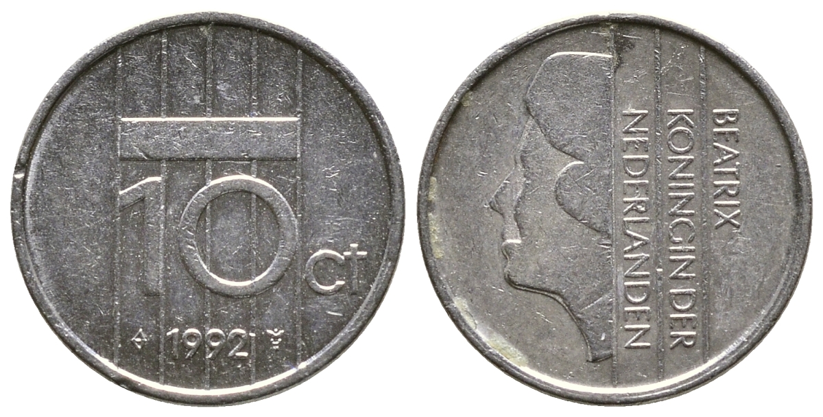 НИДЕРЛАНДЫ 10 ЦЕНТОВ 1992 БЕАТРИКС KM 203 никель 4383-1114