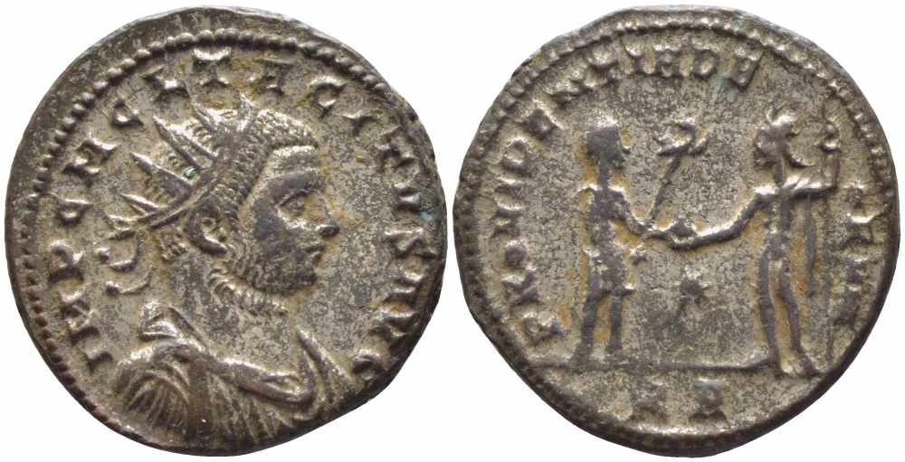 Римская Империя аврелианиан 275 Тацит PROVIDENTIA DEORVM Триполи Good Very fine BNC 1841 бронза, серебрение 1073-16-32