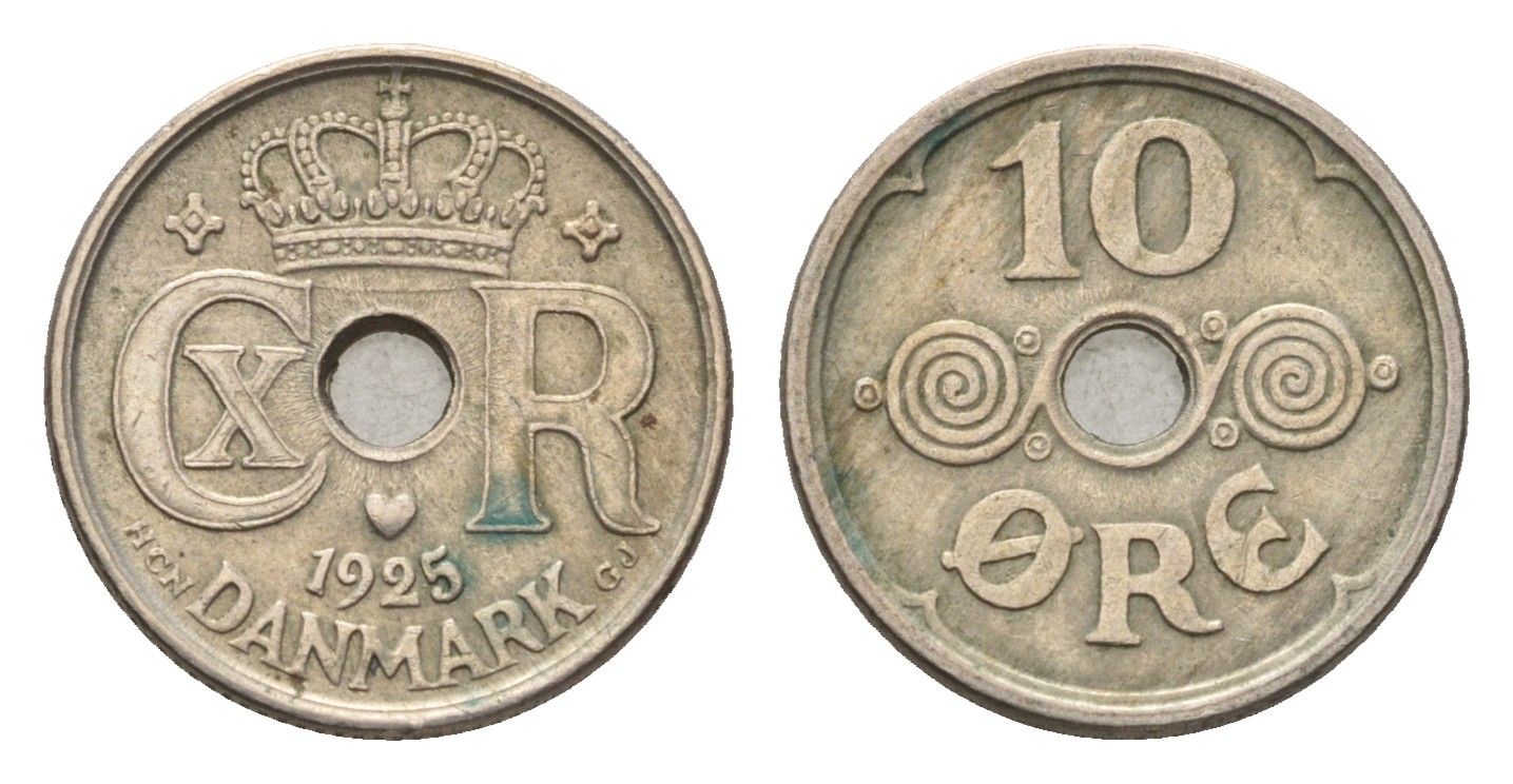 Дания 10 эре 1925 Кристиан X (1912-1947) KM 822 медно-никель 4602-1031