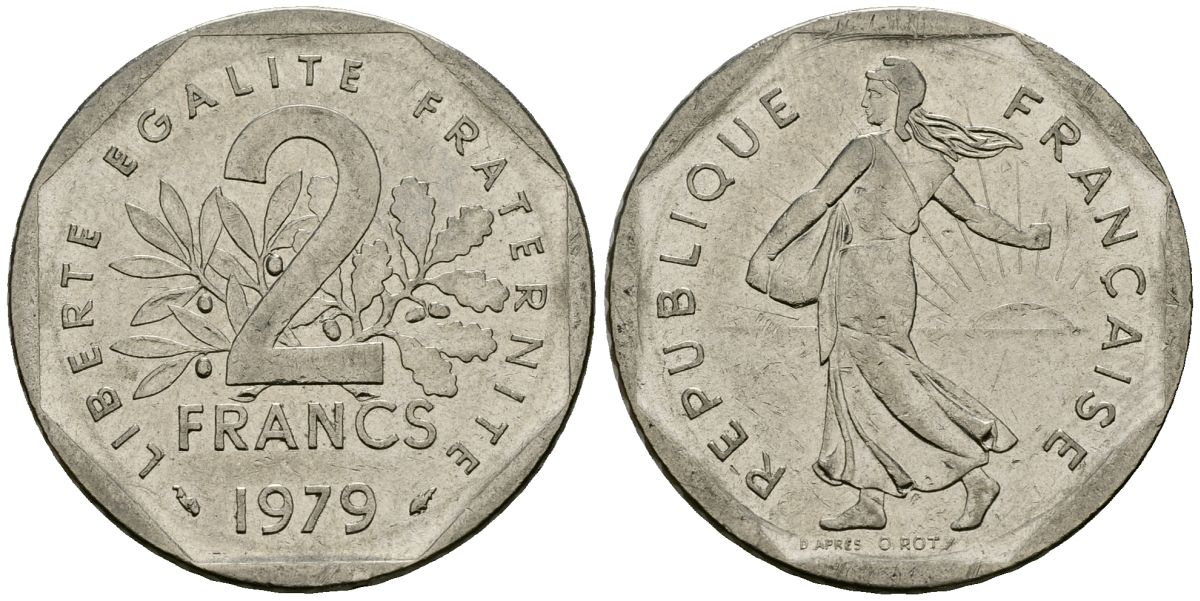 Франция 2 франка 1979 сеятель KM 942.1, Le Franc 272.3 никель 4120-1036