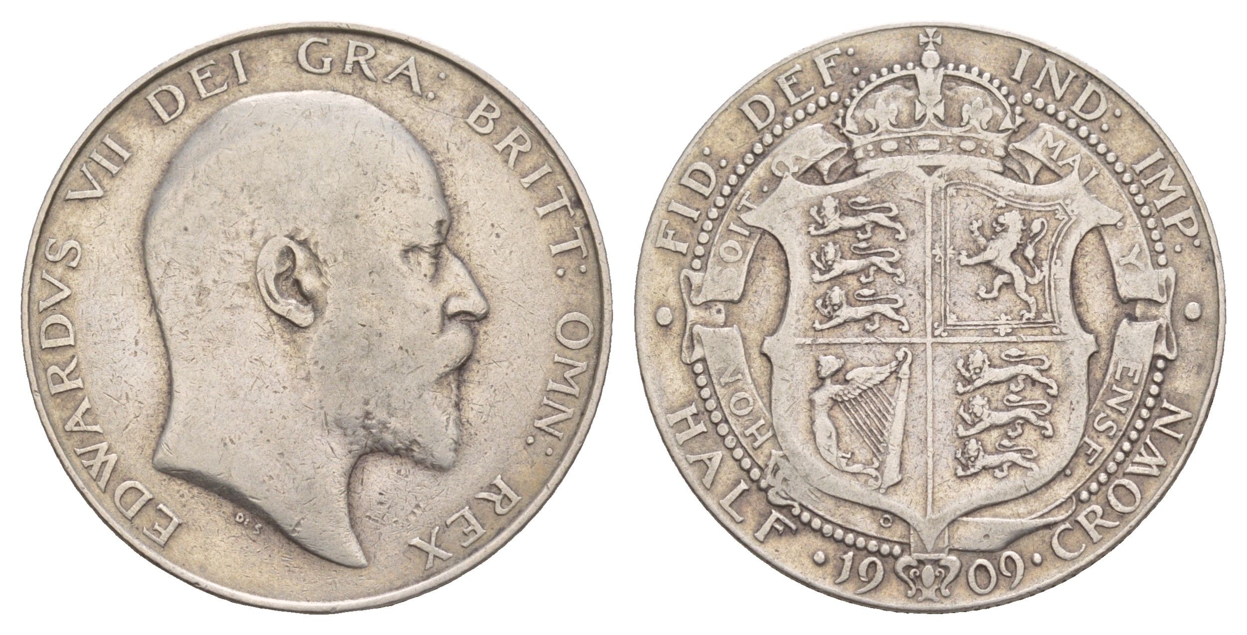 Великобритания 1/2 кроны 1909 Эдуард VII (1901-1910) KM 802, Spink 3980 серебро 1520-1442