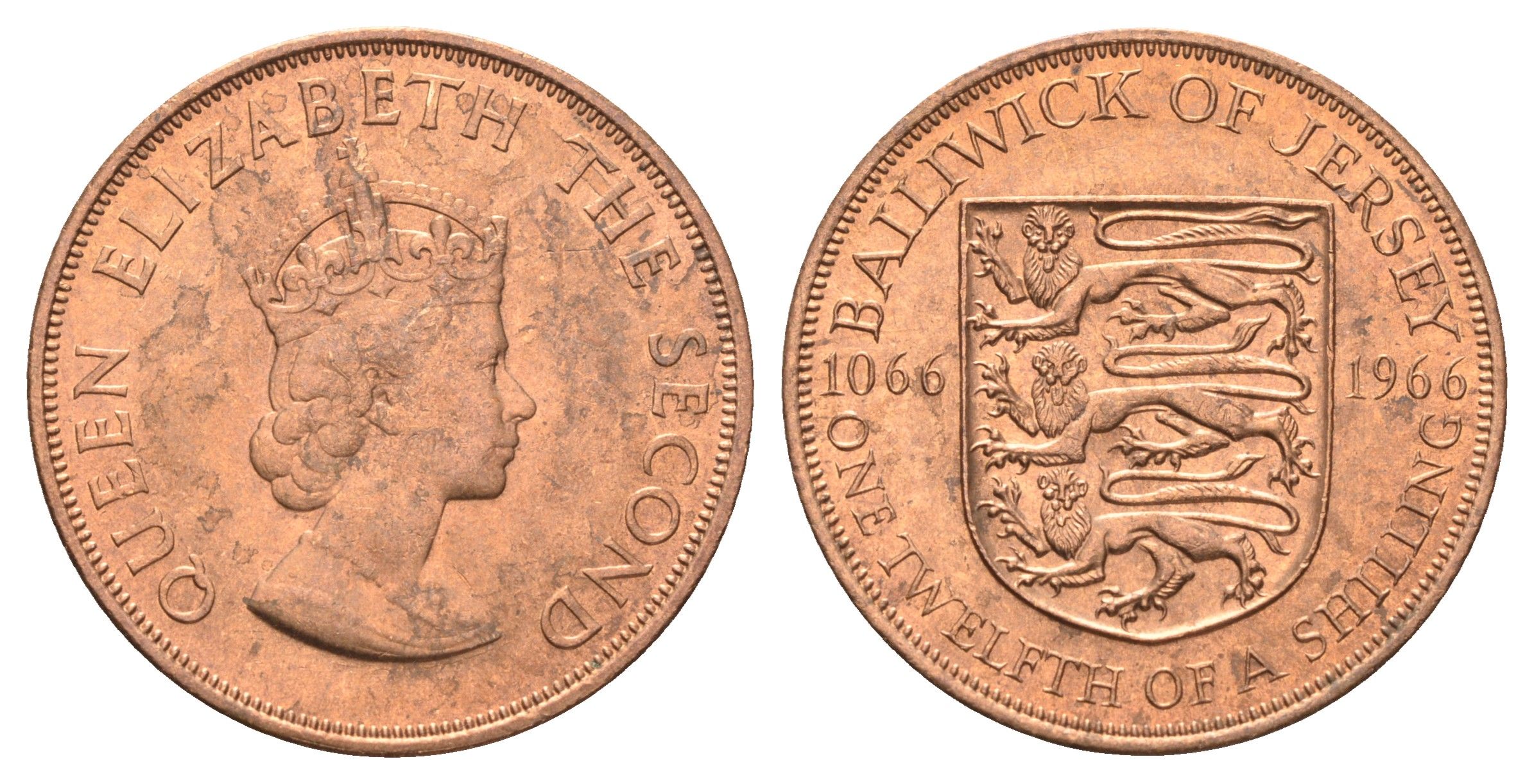 Джерси 1/12 шиллинга 1966 900 лет битве при Гастингсе KM 26 бронза aUNC 4661-131