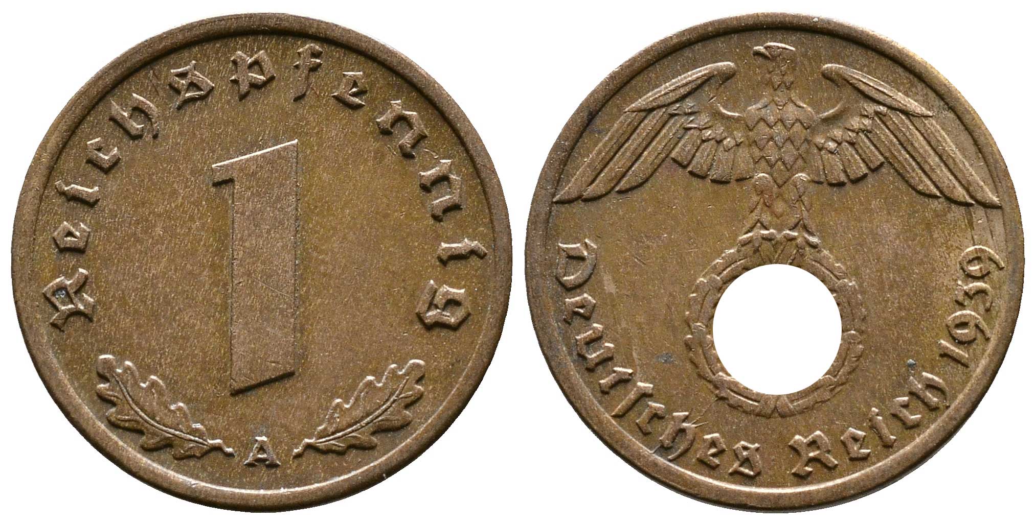 Германия 1 рейхспфенниг 1939 A KM 89, J. 361 бронза    220-335