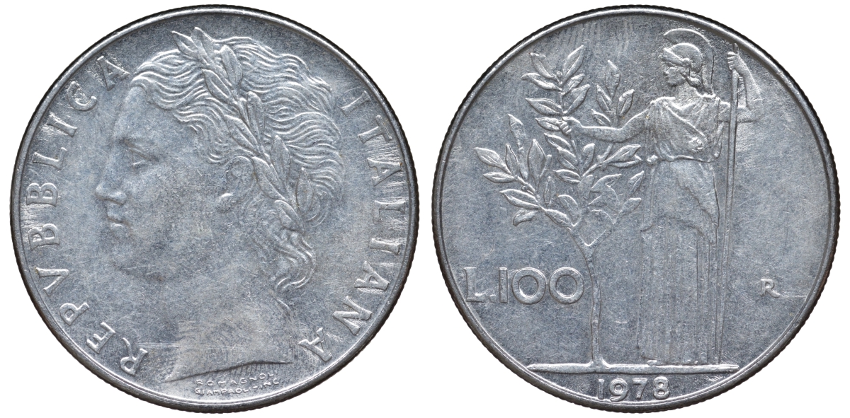 Италия 100 лир 1978 R KM 96.1 нержавеющая сталь 4144-122