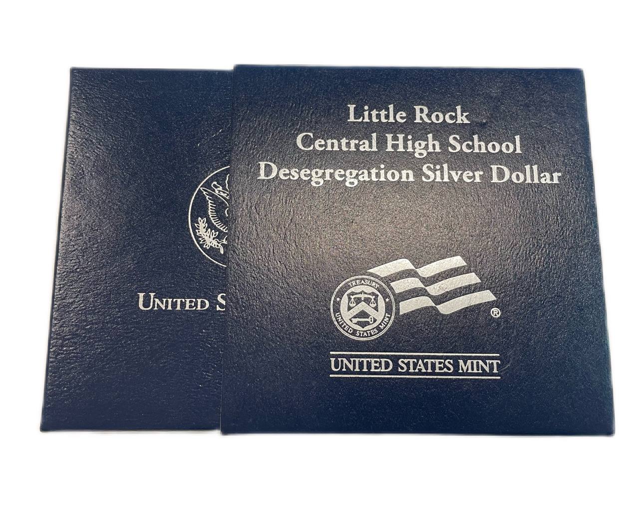 США 1 доллар 2007 P, Десегрегация в образовании - школа в Литл-Рок, оригинальная коробка, сертификат KM 418 серебро  PROOF  3-6-5-22