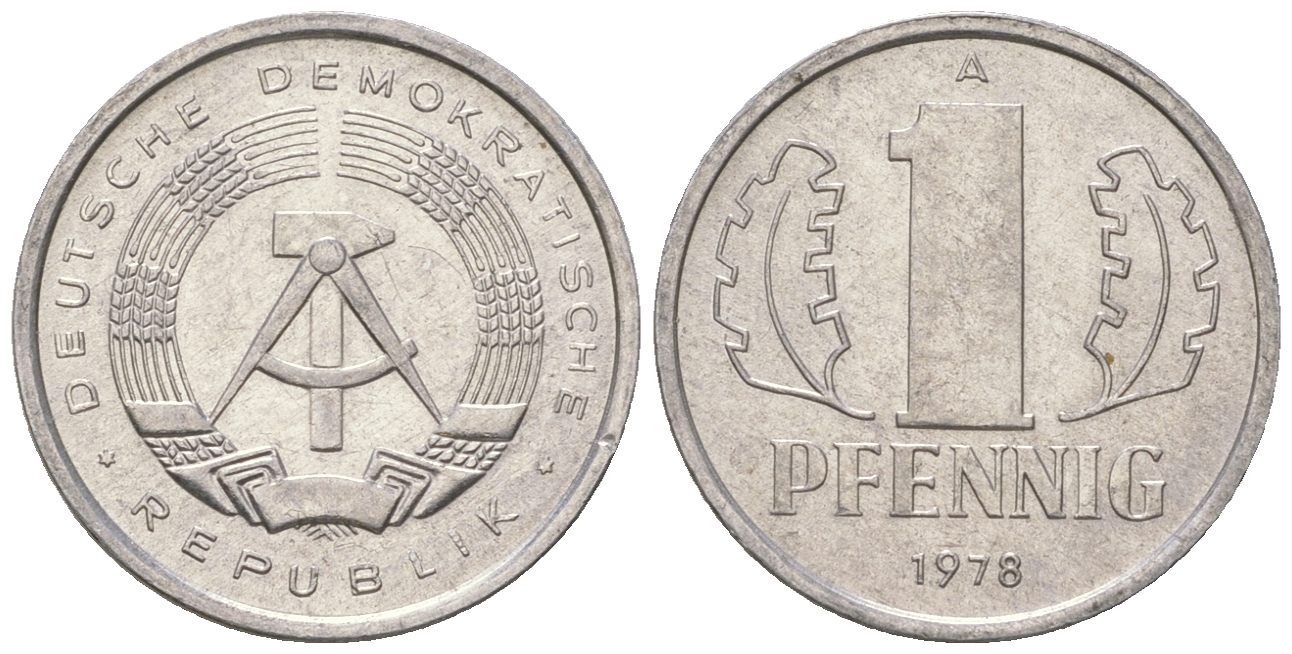 ГДР 1 пфенниг 1978 А KM 8.2 алюминий 4623-336