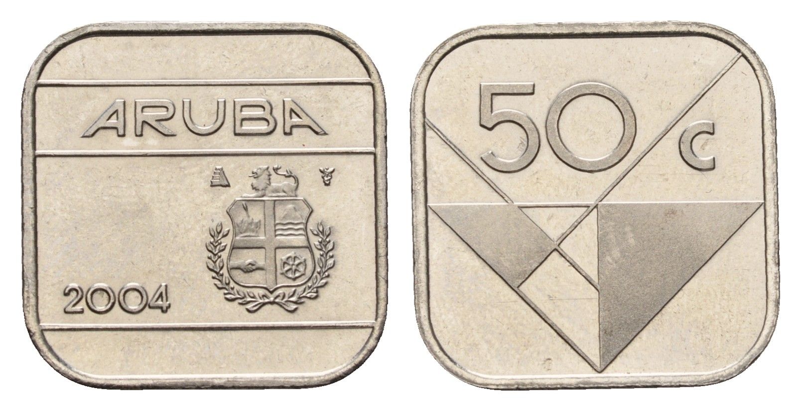 Аруба 50 центов 2004 KM 4 сталь плакированная никелем UNC 175-725