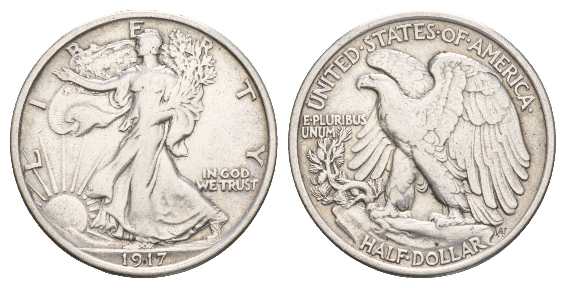 США 1/2 доллара (50 центов) 1917  KM 142 серебро    5010-1733