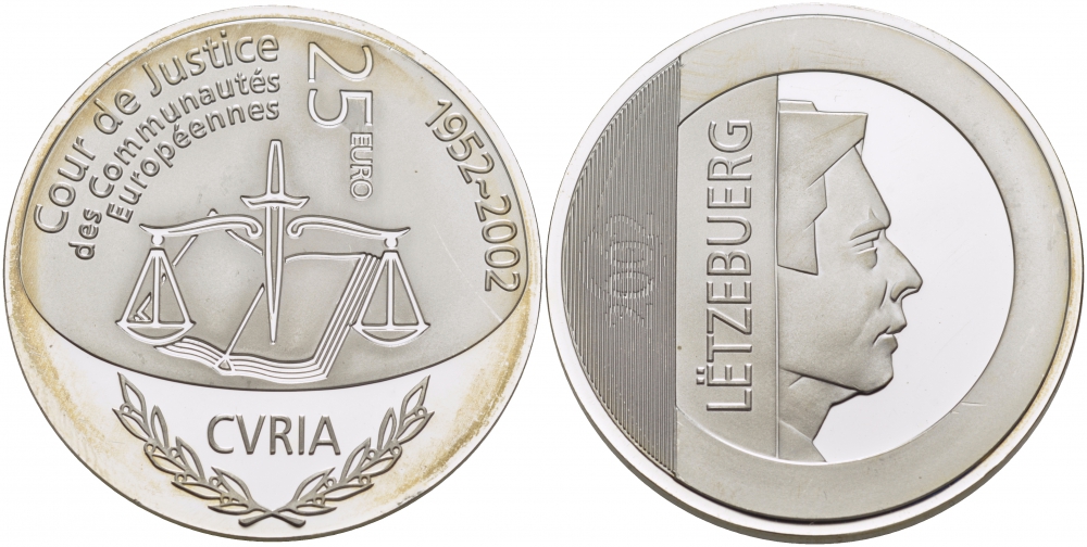 Люксембург 25 евро 2002 Европейский суд по правам человека KM 83 серебро  PROOF 11-268-42