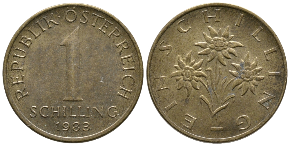АВСТРИЯ 1 ШИЛЛИНГ 1983 KM 2886 алюминиевая бронза 36-831