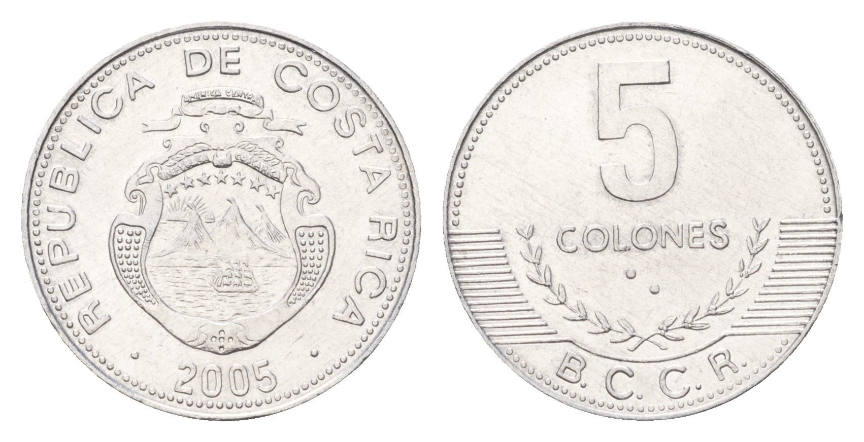 Коста-Рика 5 колонов 2005 KM 227b алюминий UNC 183-945