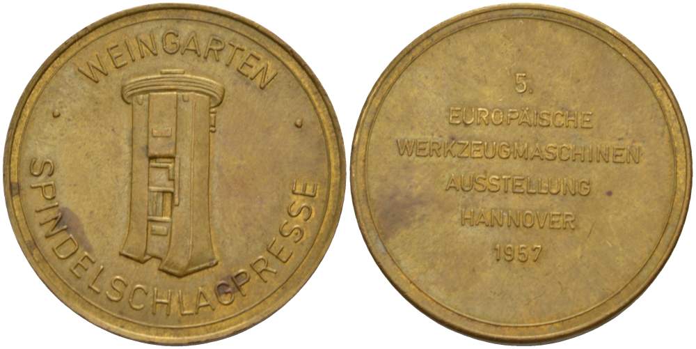 ГЕРМАНИЯ ЖЕТОН 1957 ШПИНДЕЛЬНОУДАРНЫЙ ПРЕСС ДЛЯ ВИНОГРАДА, ЕВРОПЕЙСКАЯ ВИНОДЕЛЬЧЕСКАЯ ВЫСТАВКА В ГАННОВЕРЕ 1975 ГОДА, ДИАМЕТР 31,5 ММ. латунь 4527-934