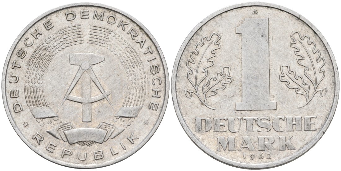 ГДР 1 марка 1962 А KM 13 алюминий 4571-725