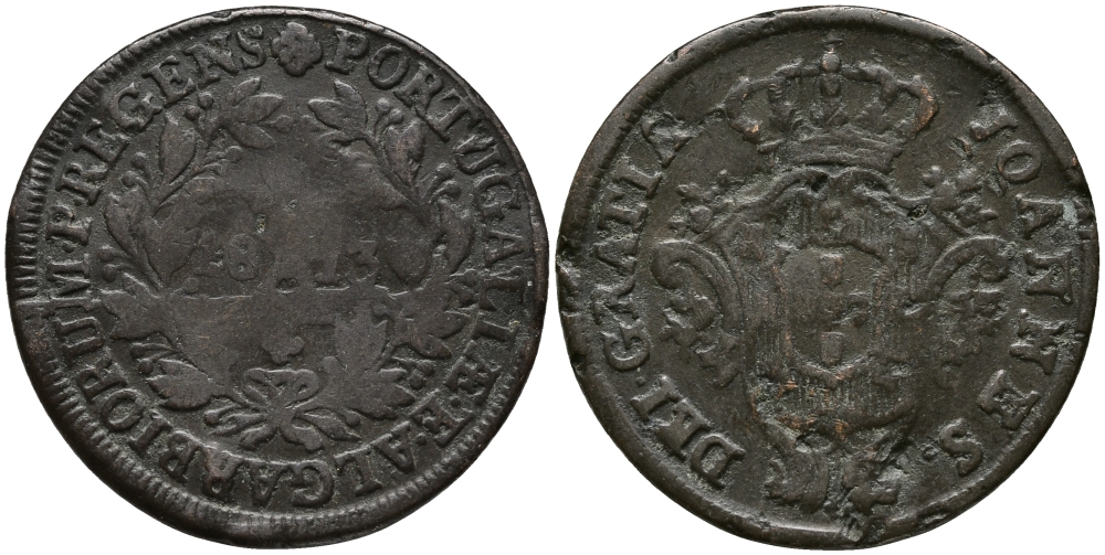 ПОРТУГАЛИЯ 10 РЕЙС 1813 ЖОАО ПРИНЦ РЕГЕНТ (1799-1816) KM 348 медь 1521-1031