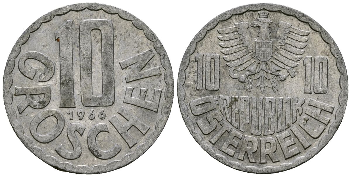 Австрия 10 грошей 1966 KM 2878 алюминий 4135-242