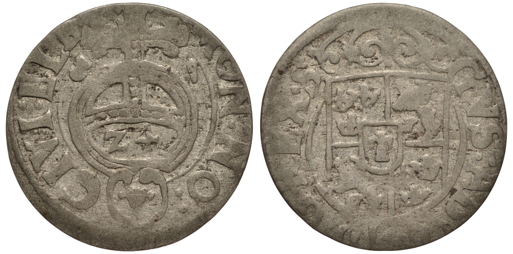 Польша, Эльблонг 1/24 талера (полторак) 1631 (16)31, Густав Адольф, Шведское правление (1626-1636), вес 0,9 гр., городской выпуск KM 11 серебро 1516-1235