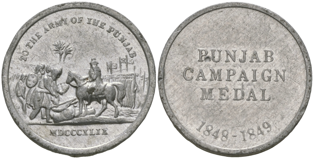 АНГЛИЯ МЕДАЛЬ ND УЧАСТНИКАМ ПУНДЖАДСКОЙ КОМПАНИИ 1848-1849 ГОДОВ, ДИАМЕТР 19 ММ. алюминий 99-524