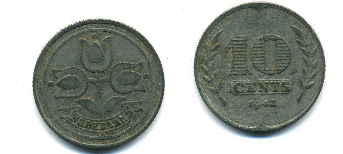 НИДЕРЛАНДЫ 10 ЦЕНТОВ 1942 57-434