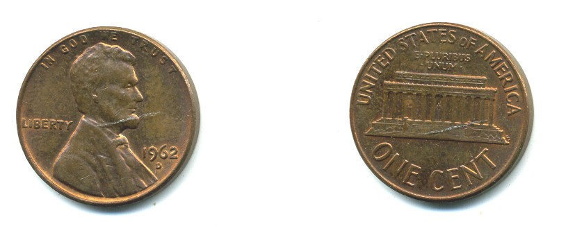 США 1 ЦЕНТ 1962 D, ЛИНКОЛЬН KM 201 медь цинк 54-151