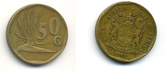 ЮАР 50 ЦЕНТОВ 1995 бронза 4-916