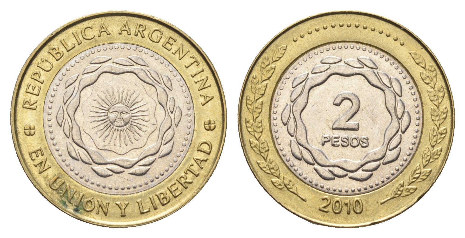 Аргентина 2 песо 2010 KM 165 биметалл aUNC 4663-843