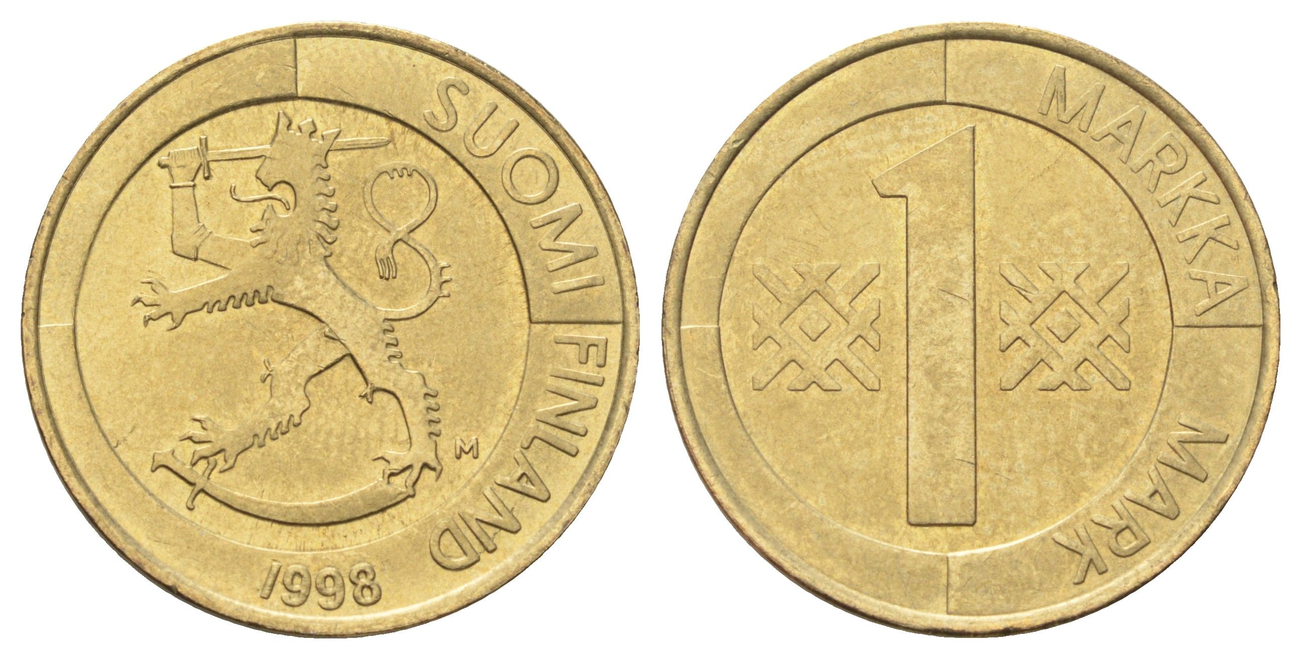 Финляндия 1 марка 1998 KM 76 алюминиевая бронза 4666-831