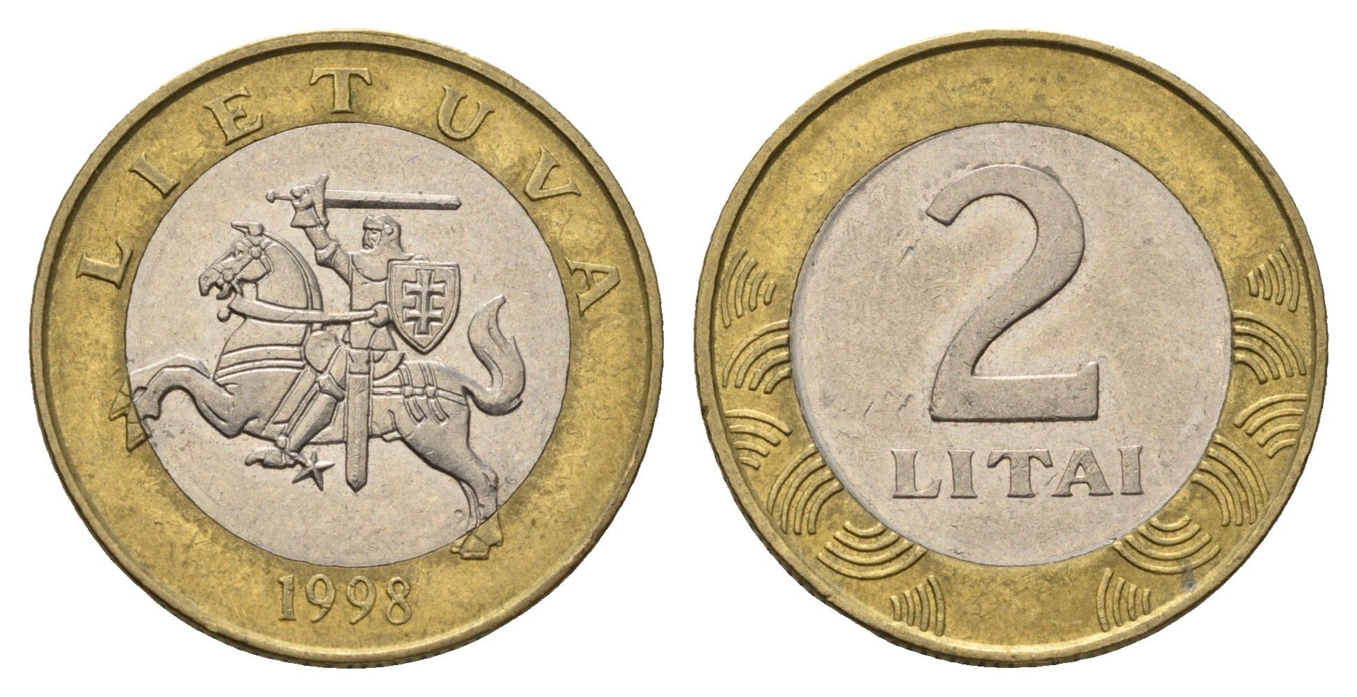 Литва 2 лита 1998 KM 112 биметалл 4695-513