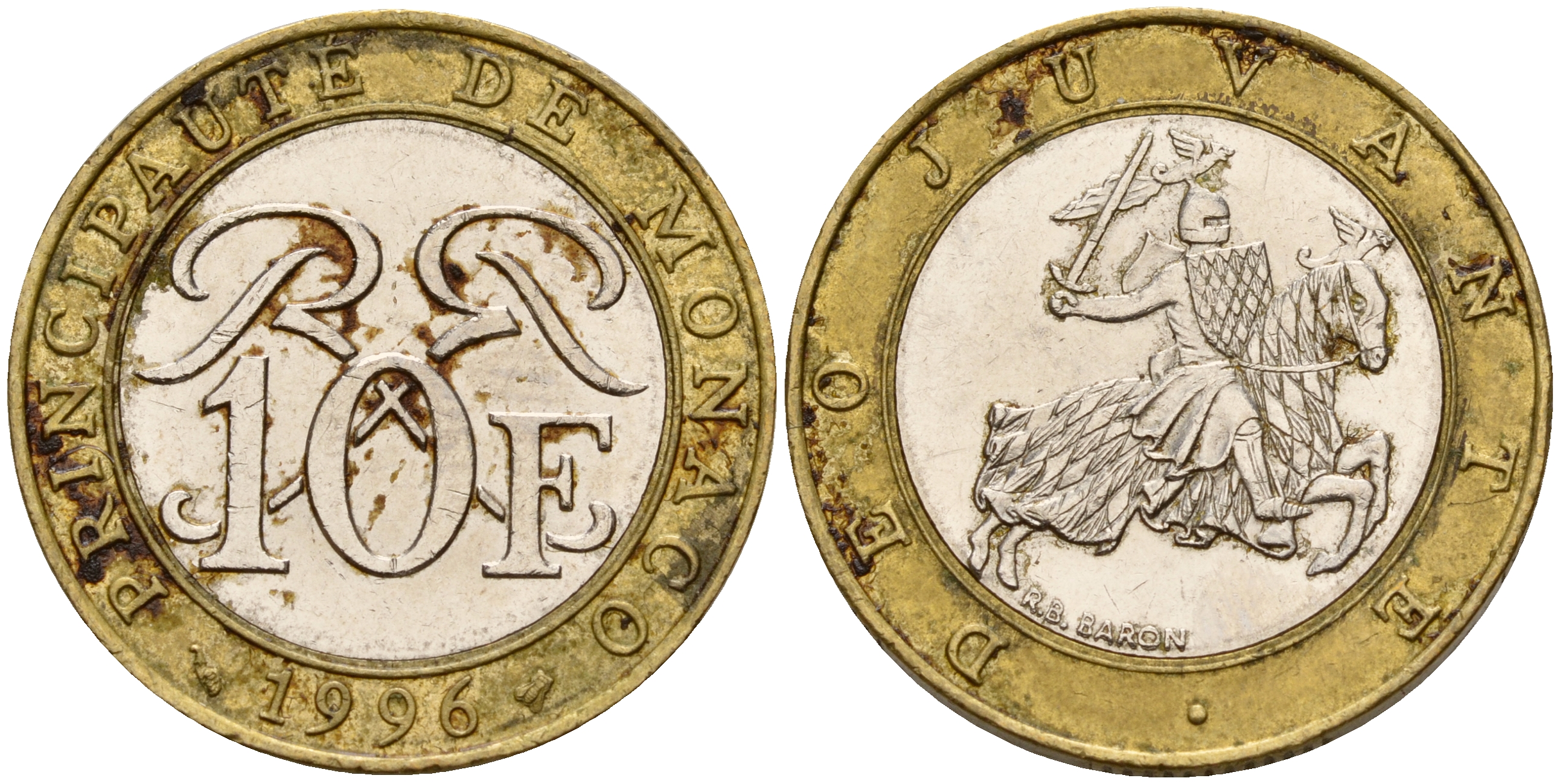 Монако 10 франков 1996 Ренье III (1949-2005) KM 163 биметалл  4601-832