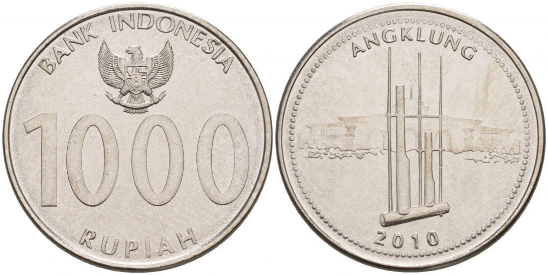 ИНДОНЕЗИЯ 1000 РУПИЙ 2010 ПРОВИНЦИЯ АНГКЛУНГ, ИЗ РОЛЛА KM 70 сталь плакированная никелем UNC M2-6