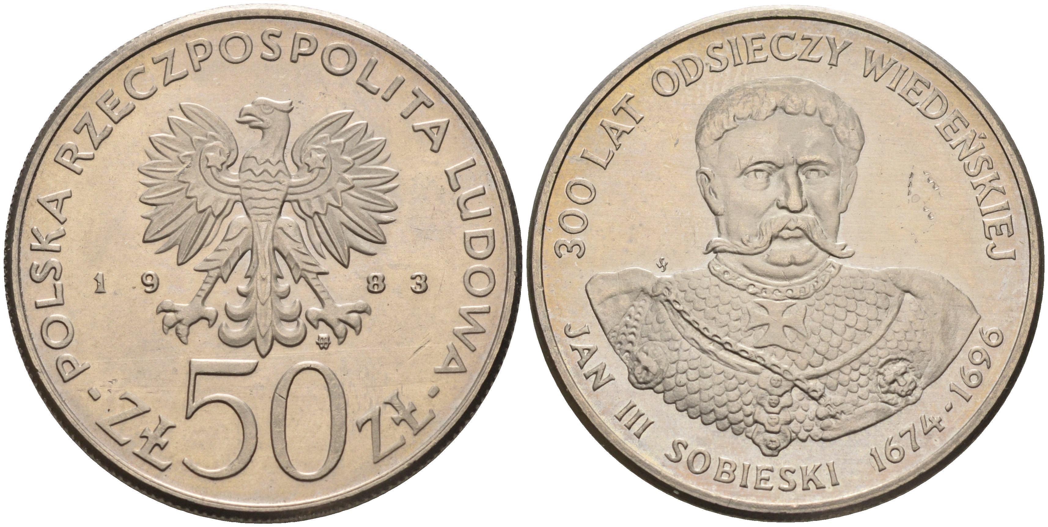 Польша 50 злотых 1983 MW, серия Польские короли, Ян III Собеский (1674-1696) KM 145, ParchImowicz 265 медно-никель  UNC  4149-211